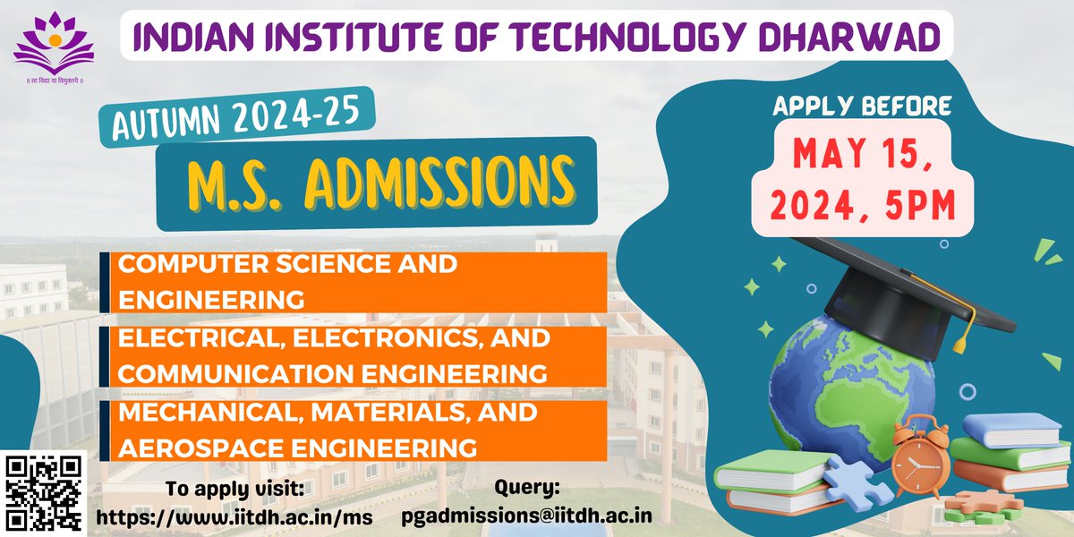 Exciting news for engineering enthusiasts! IIT Dharwad is now accepting applications for M.S programs for the academic year 2024-25. This is a fantastic opportunity to pursue higher studies in one of the most renowned institutions in India. Don't miss out on this chance to learn