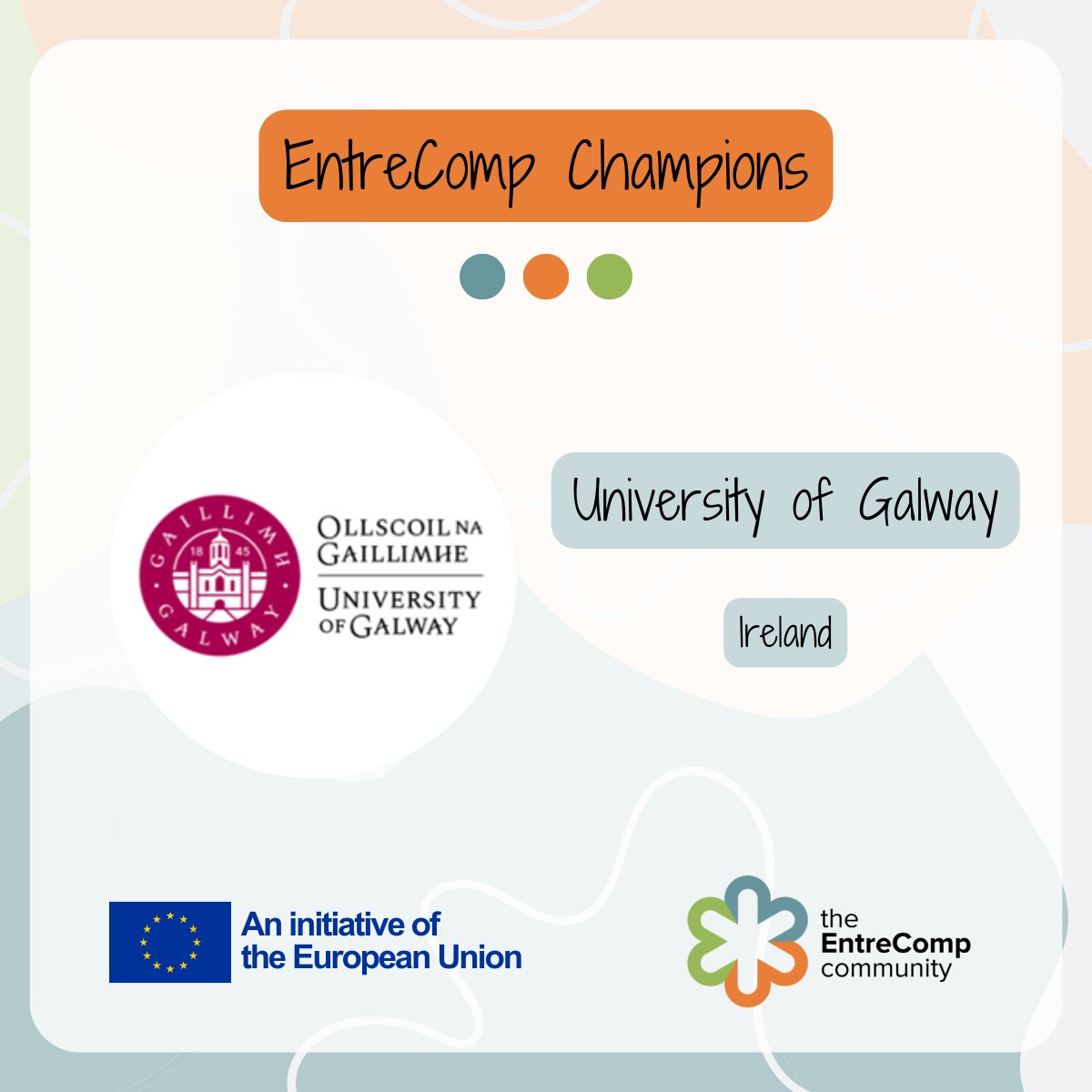 The EntreComp Community (@entrecomp_comm) on Twitter photo 🏆 Time to talk about the #EntreComp Champions! Today, we present <a href="/uniofgalway/">Ollscoil na Gaillimhe | University of Galway</a> 🏆
👇See below the practices that distinguished it as #EntreComp Champions 👇
⭐ bit.ly/43xpkD4
⭐ bit.ly/3Tw5ByY
💪More info 👉 entrecomp.com/awards/champio… 🏆 Time to talk about the #EntreComp Champions! Today, we present <a href="/uniofgalway/">Ollscoil na Gaillimhe | University of Galway</a> 🏆
👇See below the practices that distinguished it as #EntreComp Champions 👇
⭐ bit.ly/43xpkD4
⭐ bit.ly/3Tw5ByY
💪More info 👉 entrecomp.com/awards/champio…