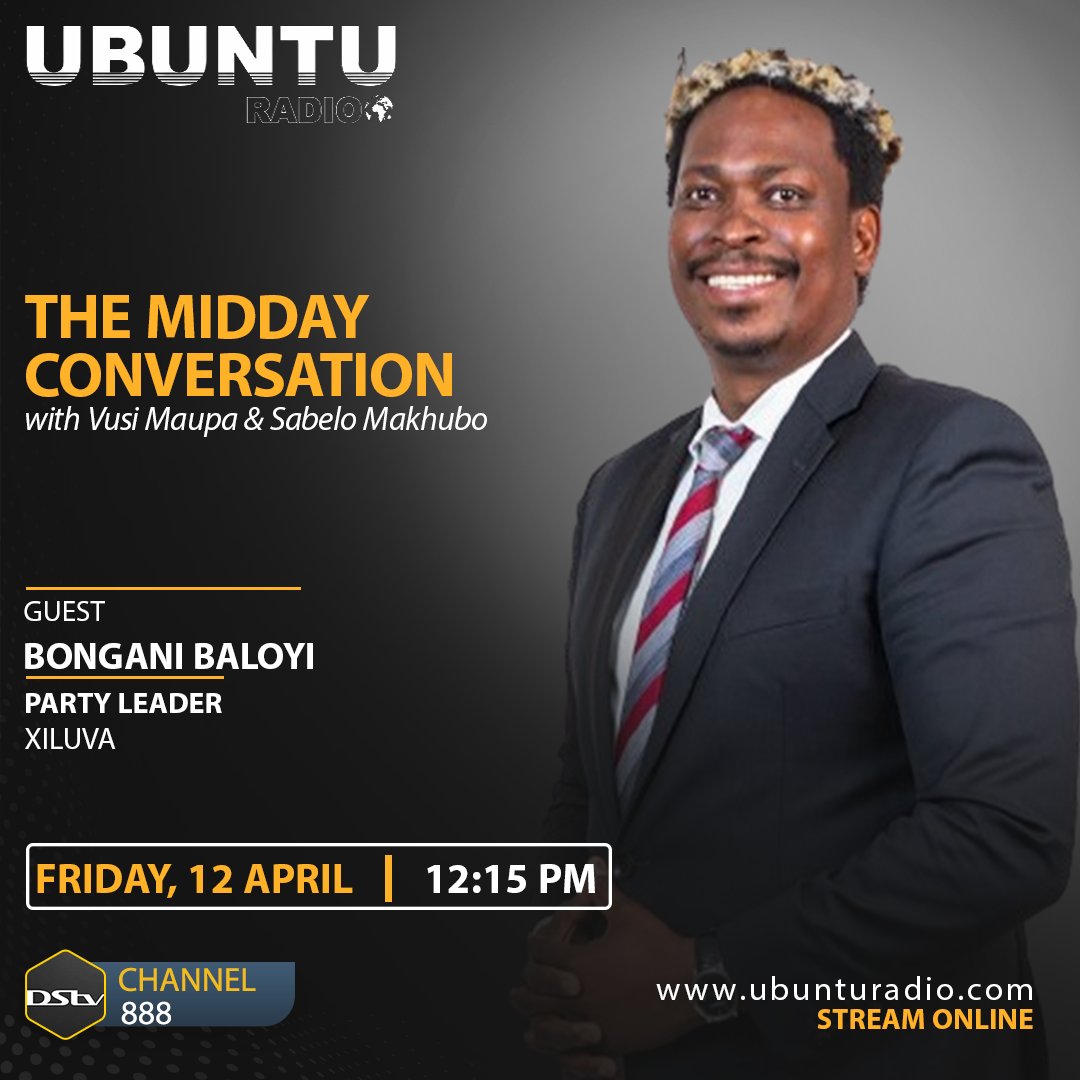 #TheMiddayConversation with @VusiMaupa and @Sabelomakhubo catches up with @BonganiBaloyiBB to talk #Elections2024 . ubunturadio.com and DSTV Channel 888