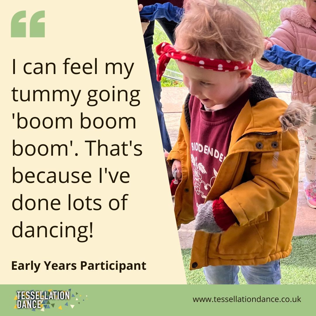 #FeedbackFriday

'I can feel my tummy going 'boom boom boom'. That's because I've done lots of dancing!' - Early Years Participant

Note: Photos of participants included in this post are in no way linked to the quote.

#InclusiveDance #EarlyYearsDance #EYFS #DanceForEveryone