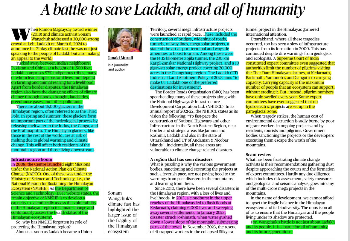 Ladakh, Himalayas and climate change. Source: the Hindu #UPSCPrelims2024