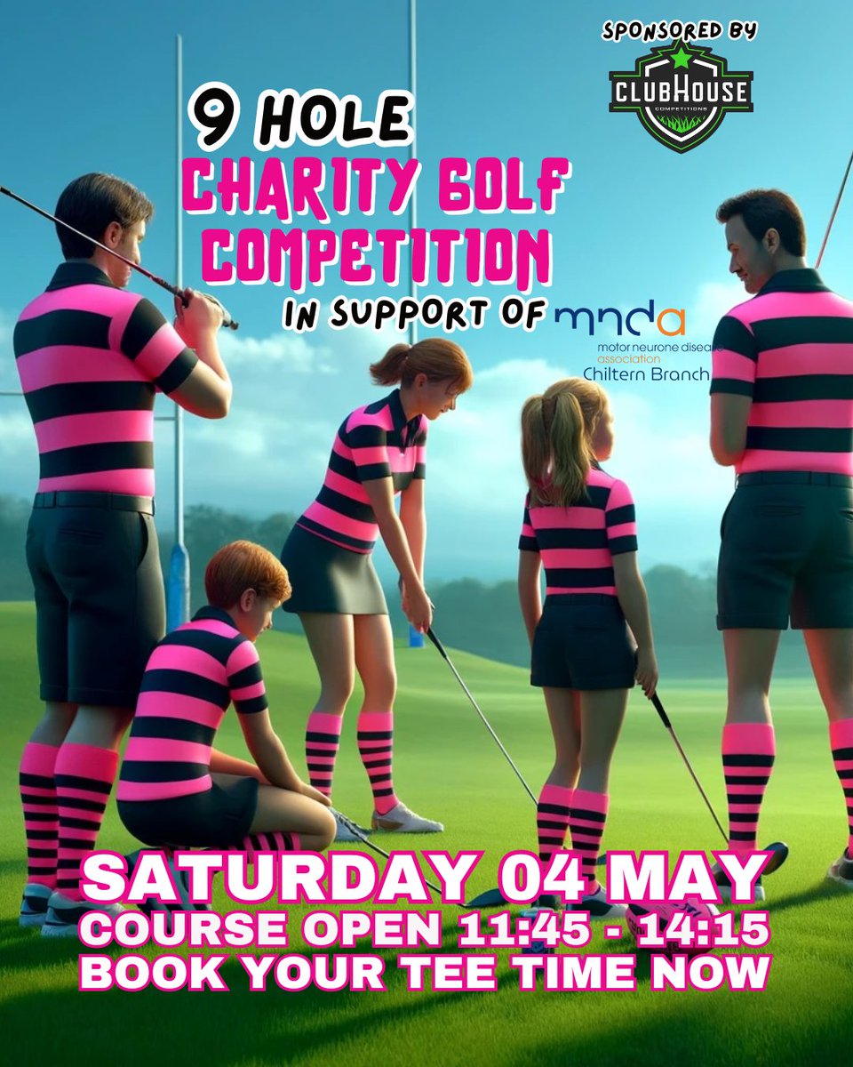 Aylesbury Rugby would like to invite you to our Annual Charity Golf Day in support of the MND Association Chiltern Branch Details on our Facebook Page. #GolfForMND #RugbyClubCharityGolf #TeeOffAgainstMND #DriveForeACure #PuttToEndMND #RugbyGolfDay4MND #MNDCharityGolf