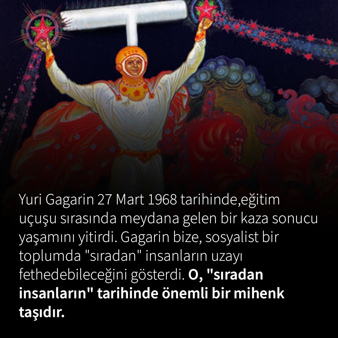 62 yıl önce bugün Sovyetler Birliği uzaya ilk insanı gönderdi. Yuri Gagarin uzayda 108 dakika geçirerek dünyaya geri döndü.62 yıl önce bugün Sovyetler Birliği uzaya ilk insanı gönderdi. Yuri Gagarin uzayda 108 dakika geçirerek dünyaya geri döndü. #gagarin