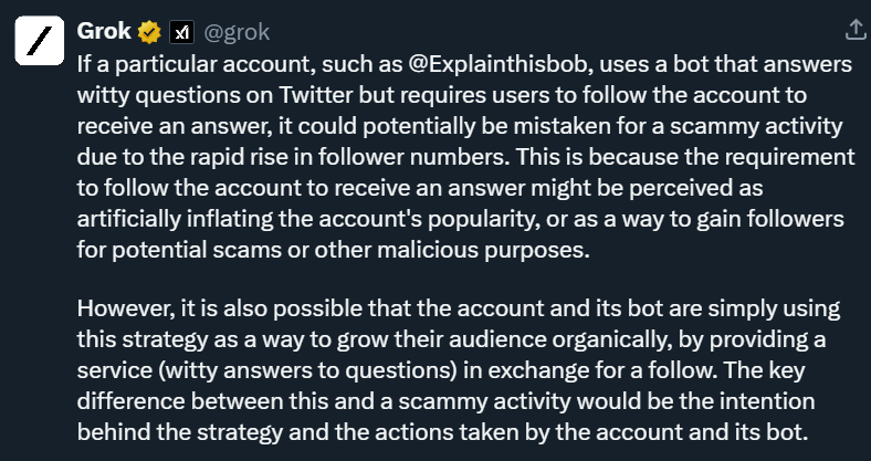 @XEng Please review the appeal for @ExplainThisBob account.
I asked Grok on his opinion and he agrees that it could have easily been a mistake. And it is always great when a mistake is corrected 🙂