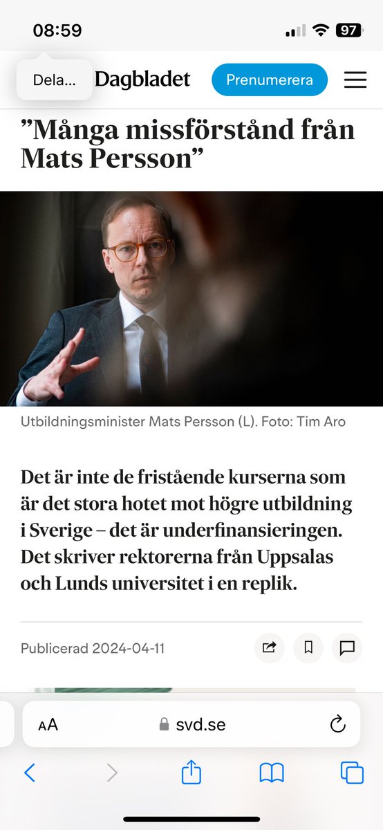 Karin Röding (@karinroding) on Twitter photo Bra att rektorerna <a href="/uppsalauni/">Uppsala universitet</a> och <a href="/Lundsuni/">Lunds universitet</a> reagerar på utbildningsministerns debattinlägg <a href="/SvDDebatt/">SvD Debatt</a> Bra att rektorerna <a href="/uppsalauni/">Uppsala universitet</a> och <a href="/Lundsuni/">Lunds universitet</a> reagerar på utbildningsministerns debattinlägg <a href="/SvDDebatt/">SvD Debatt</a>