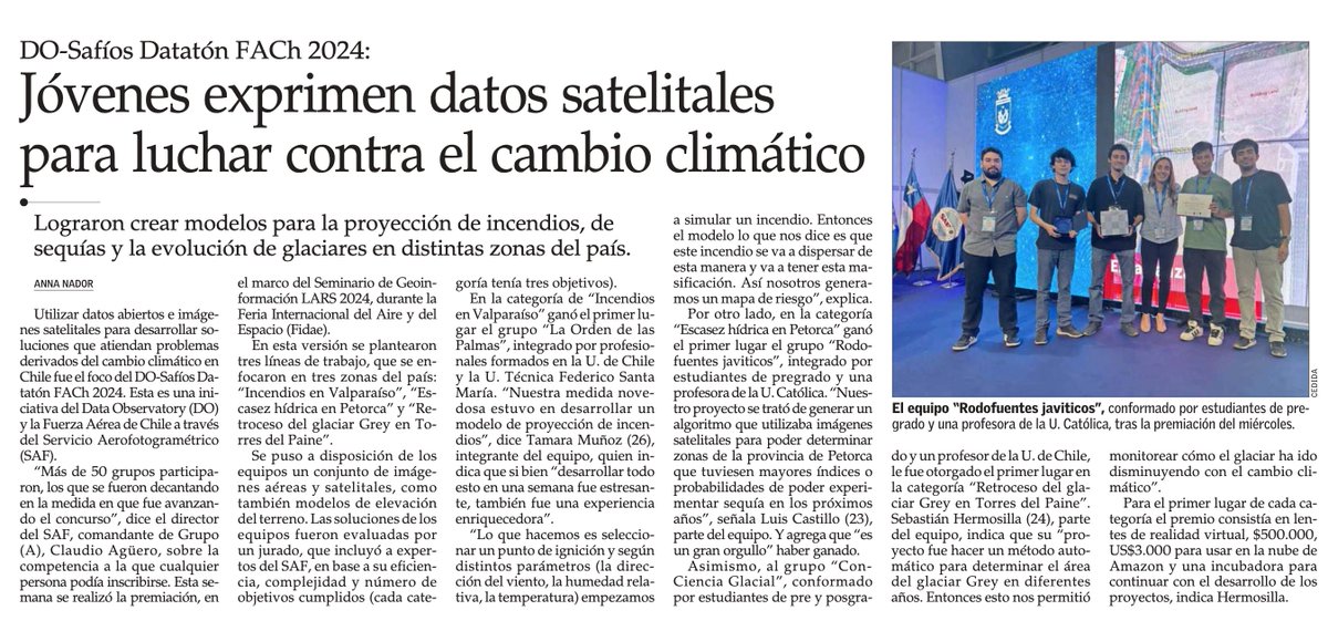 Jóvenes exprimen datos satelitales para luchar contra el cambio climático. #VCTElMercurio shorturl.at/gyzC4