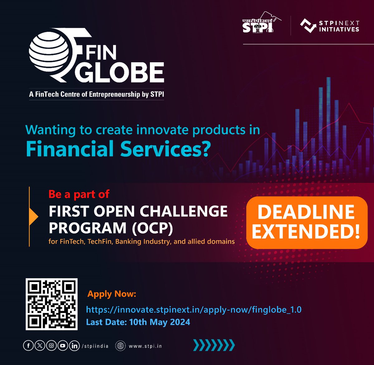 Deadline Extended! 

STPI FinGlobe CoE at #Gandhinagar has extended the deadline for tech #startups to participate in its 1st Open Challenge Program. 

Apply Now: innovate.stpinext.in/apply-now/fing…
Last Date: 10th May 2024. 

@STPIGANDHINAGAR