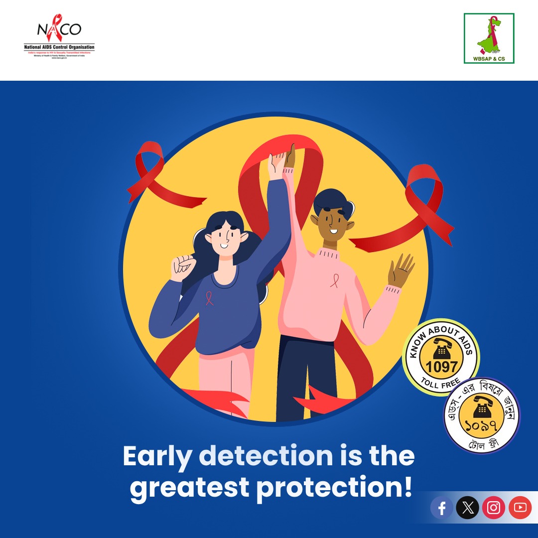 Early detection of HIV is important. Take control of your well-being and get tested for HIV. Don't wait until it's too late! #AIDS #hivaids #HIV #hivprevention #hivawareness #wbsapcs #hivpositive #health #aidsawareness #hivtesting #HIVFreeIndia #IndiaFightsHIVandSTI