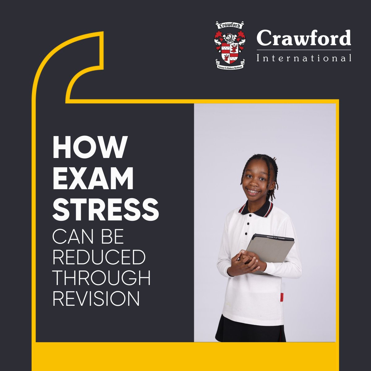 Did you know that studying and revision are two different things?
In this week's blog post we explore the use of revision to combat exam stress.

Read more here: crawfordinternational.co.za/blog/how-exam-…

#CrawfordInternational #Blog