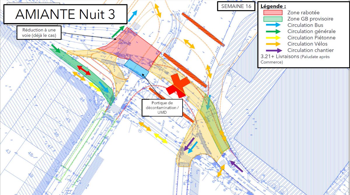 ⚠️👷‍♀️ Info Chantier - Désamiantage et aménagement 📌 @Bordeaux @BxMetro- #QuaiPaludate 📅 Du vend 12 matin au vend 19 avril 2024 ⛔Fermeture #quaiPaludate à hauteur du pont ferroviaire 👉Déviation Bd Moga, MECA, quai Paludate, rue Terres de Borde 🌐sedeplacer.bordeaux-metropole.fr/actualites/tra…