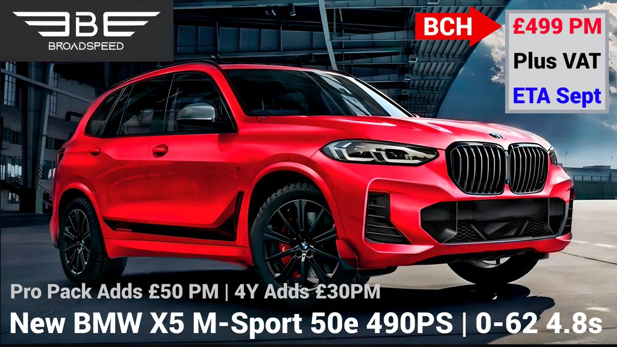 £499 PM + VAT or... | SAVE 10% | New BMW X5 M-Sport xDrive50e SUV | Power 490PS, 0-62MPH 4.4s | Business Lease from eg: 12+23 x £499 + VAT, 5k Mls PA | Pro Pack Adds £50 PM | 4 Years Adds £30 PM | or... 10,000 Miles PA Adds £38 PM | STA | PX OK | Fee £199 | Whatsapp 07956 200000