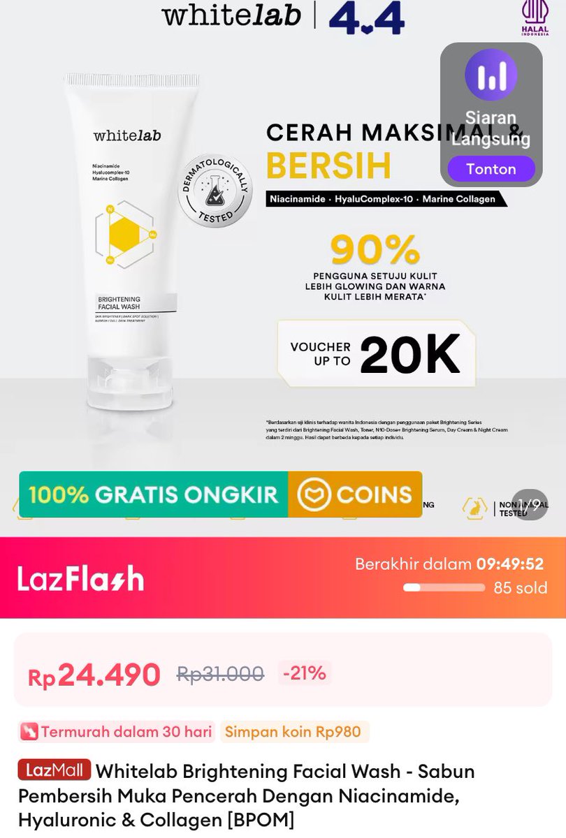 LazFlash Madame gie TWO way cake cuma 20rb an s.lazada.co.id/s.qTDvI?cc Whitelab brightening face wash 20rb an yuk habisin s.lazada.co.id/s.qTDAp?cc