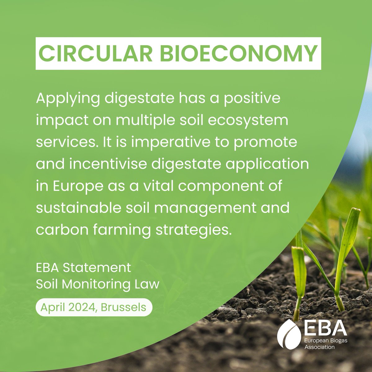 The recent adoption of #SoilMonitoringLaw is a vital step towards protecting and restoring soils in Europe. Soils are crucial for agri-food systems and climate adaptation, areas where #biogas can contribute.
🌱EBA remains committed to advocating for #sustainable #soil management.
