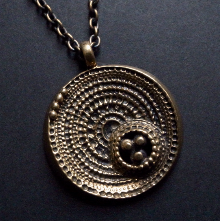 Jorma Laine for Turun Hopea (probably), small version bronze 'Sombrero' pendant on chain, #Finland, circa 1975. Just added to johnkelly1880.co.uk, visit for more info and images, or DM me, free UK P&P. #jewellery #vintage #vintagejewellery #preowned #preownedjewellery