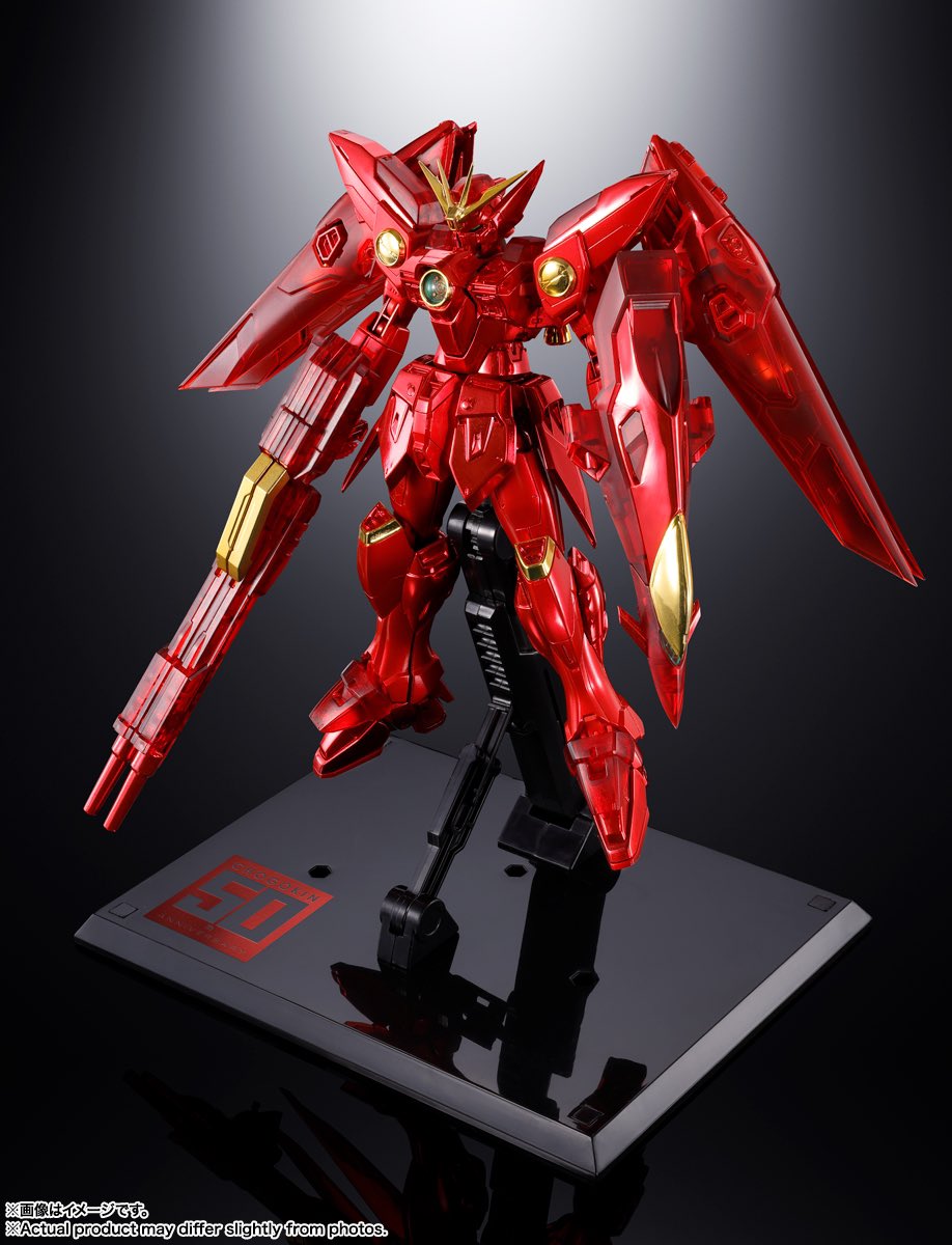 Ok, I’m confused. For the upcoming Chogokin 50th Anniversary Exhibition, one of the exclusive items is a non-Chogokin, Metal Robot Spirits Wing Zero Gundam figure.

I guess you could say that the line wouldn’t exist without Chogokin’s success? A little tenuous!