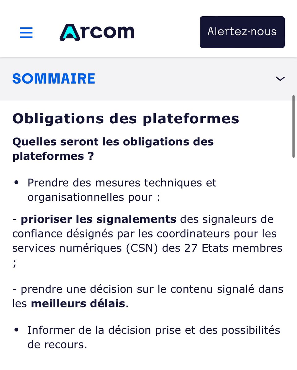 Dans le cadre du Digital services act (DSA), les associations/organisations et compétentes (influence commerciale, cyber-harcèlement, protection enfance...), peuvent postuler au statut de 'signaleurs de confiance' auprés de l’@Arcom_fr. À vous de participer au respect des règles!