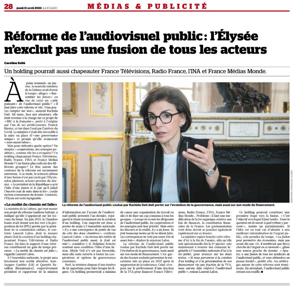 Réforme de l’audiovisuel public : une majorité au Parlement est à portée de main pour voter la création d’un holding et réformer le financement de l’audiovisuel public ! L’enquête de @carolinesalle est à lire dans @Le_Figaro