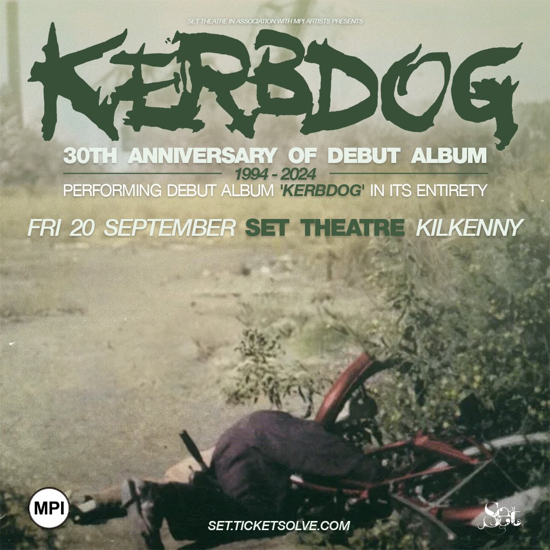𝗢 𝗡 • 𝗦 𝗔 𝗟 𝗘 • 𝗡 𝗢 𝗪 Kerbdog: 30th anniversary of debut album Friday 20 September Set Theatre Kilkenny 𝗧𝗜𝗖𝗞𝗘𝗧𝗦 set.ticketsolve.com/shows/11736548…
