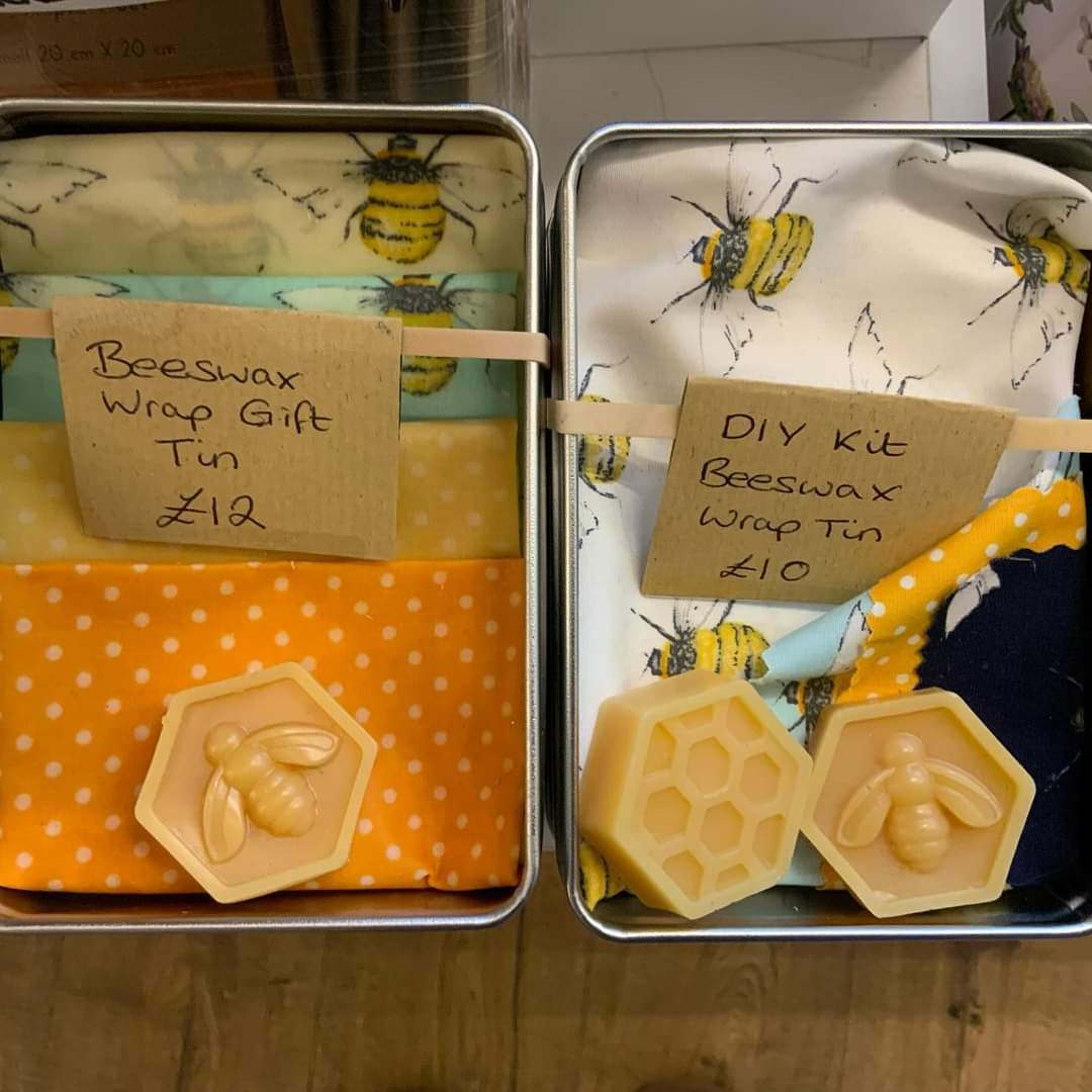 DIY? These beeswax wrap gift tins make great gifts for your eco-minded pals. Use like clingfilm to wrap sandwiches, cheese, etc, or to seal a bowl. Make them yourself or buy them ready made. #waxwraps #plasticfree #ecofriendly #ecoliving #reducewaste #Ingleton #wastefreeliving