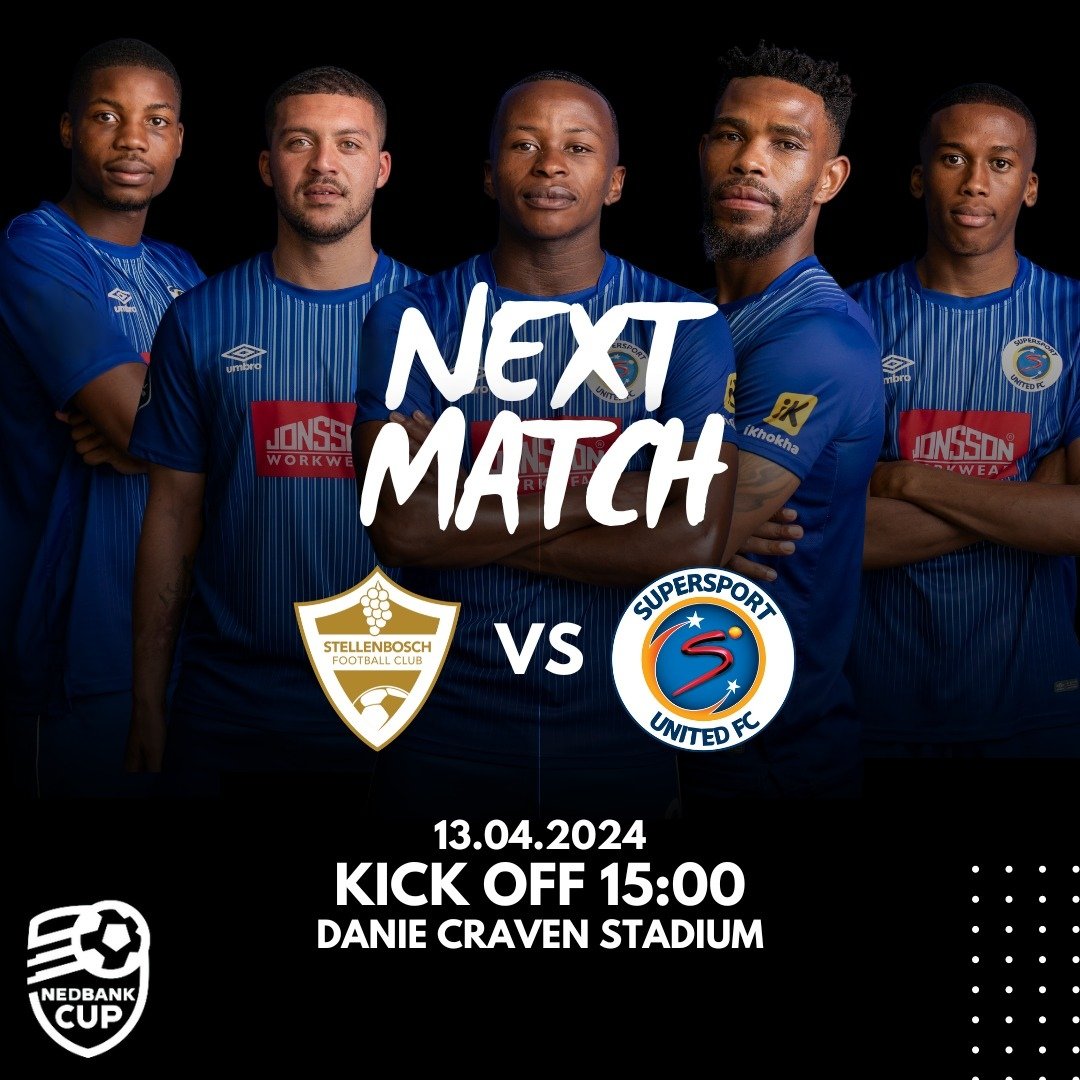 🚨NEXT MATCH🚨 #NedbankCup2024 Quarter-Final action loading! ⌛⚽ 🆚 @StellenboschFC 🏟 Danie Craven Stadium 🗓 13 April 2024 ⏰ 15:00 📺 SS PSL 202 We go again, Spartans! 🔵💪 #MatsatsantsaUnified | #NedbankCup