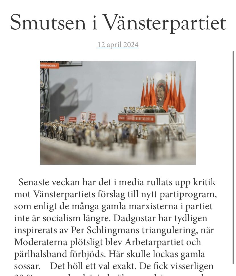 Vänsterpartiet är oavsett formuleringar i partiprogrammet inte moget att sitta i en regering. Med landets i särklass smutsigaste historia. Det visar sig gång på gång att de antidemokratiska takterna sitter i. uvell.se/2024/04/12/smu…