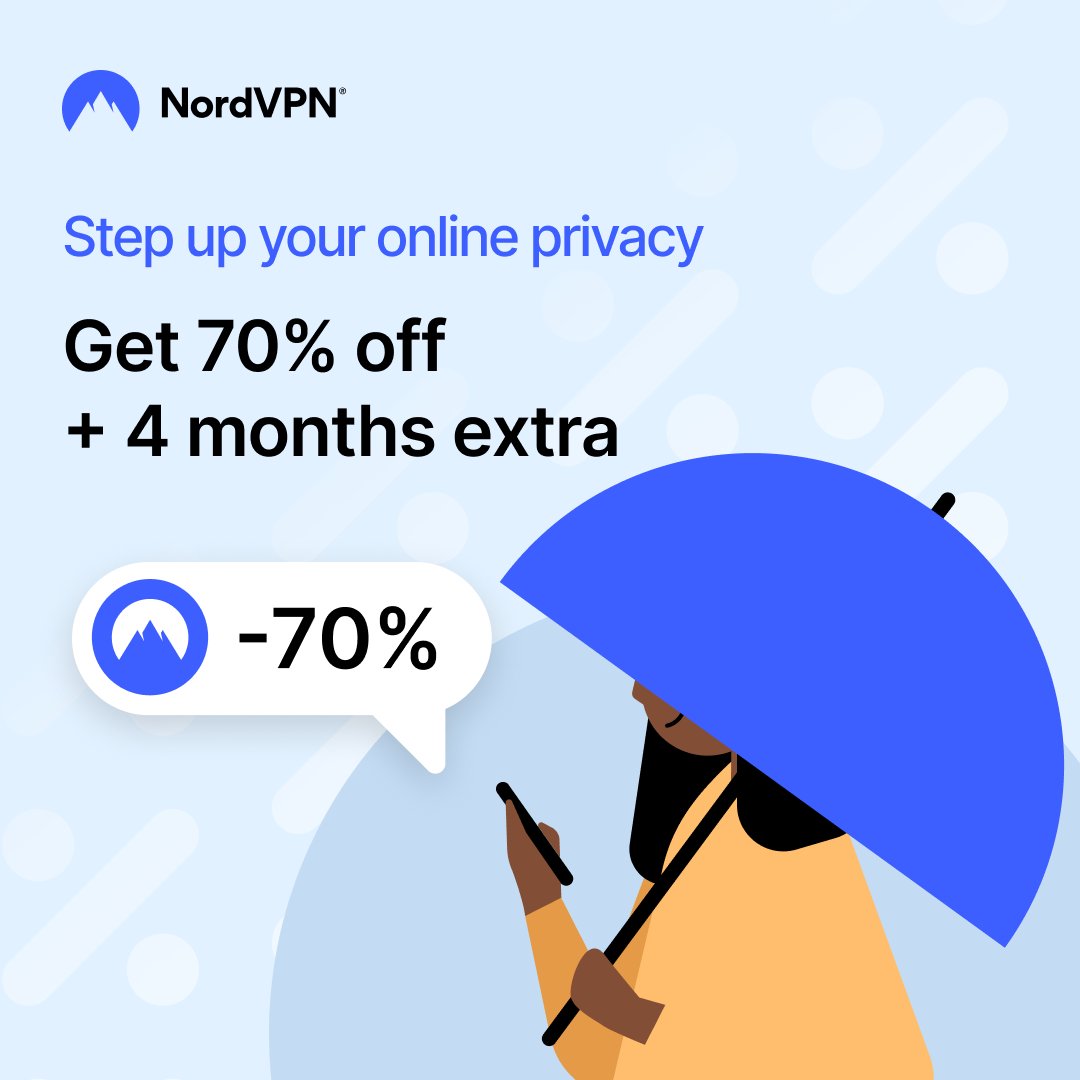 Step into a more private internet and hide your online traffic. You’ll save 70% on NordVPN and get four extra months. Grab a discount: nordvpn.com/offer/social/?…