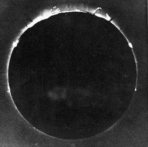 The oldest known photograph of a solar eclipse as taken by Warren de la Rues in Spain on July 18th 1860