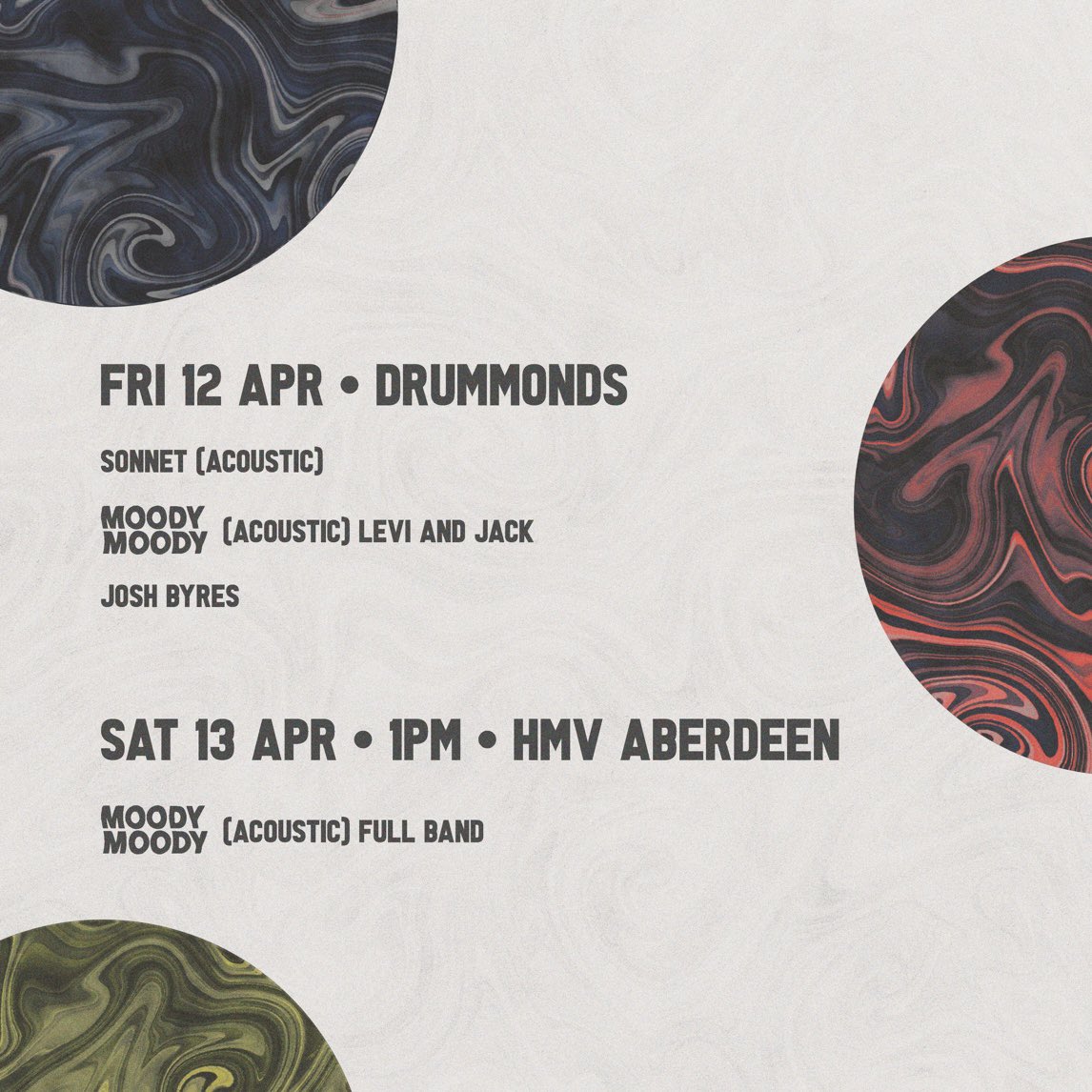 We play @DrummondsAberd1 tonight and @hmvAberdeen tomorrow!