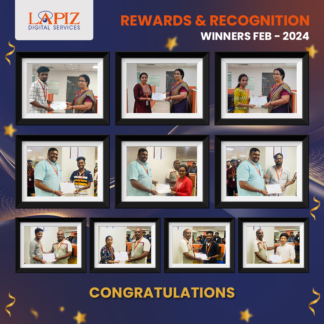 Congratulations to our exceptional employees for their well-deserved rewards and recognition awards!
#awards  #winners  #bestperformance  #bestperformer #teamappreciation #employeerewards #teamrecognition #employeemotivation #recognition #recognitionawards  #Lapizdigitalservices