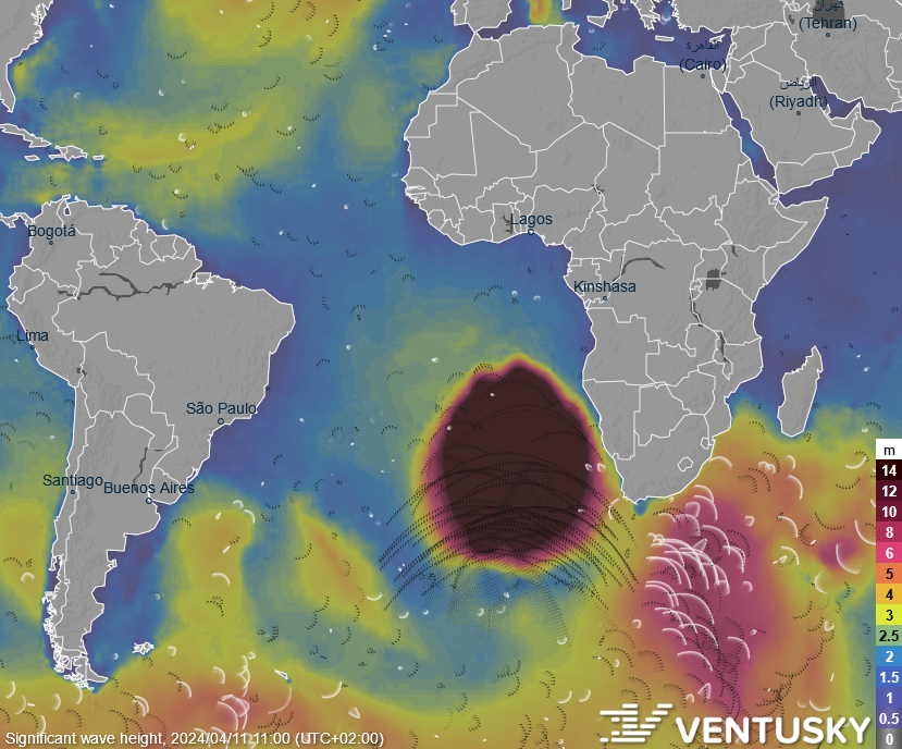 Despite numerous reports of UFOs or Atlanteans launching from the ocean 👽🛸, yesterday's image of giant waves near Africa was due to a model error. Fortunately, our provider, the German Meteorological Institute @DWD_presse, has already resolved it, and the forecast is fine.