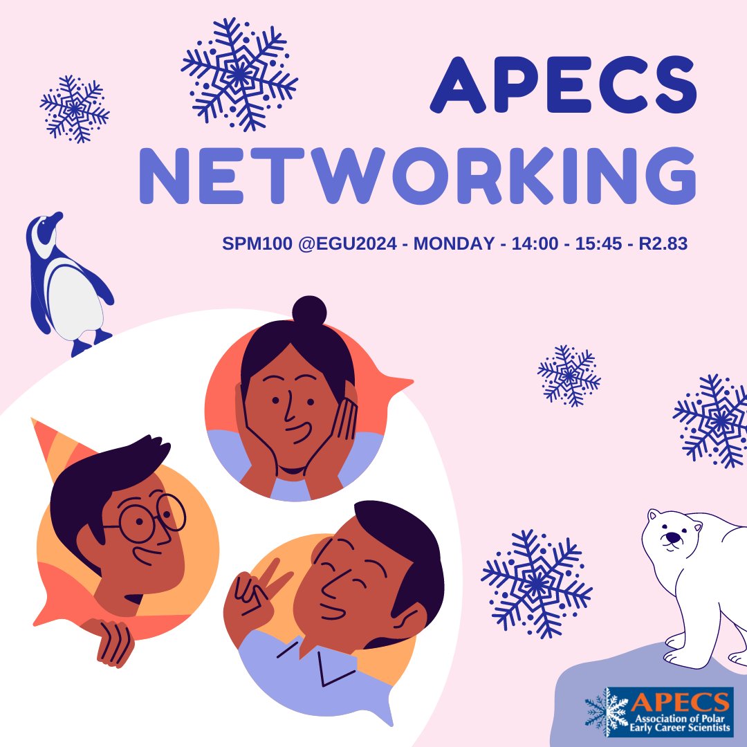 Join us for the #EGU24 APECS networking splinter meeting in Vienna! We are looking forward to exchanging experiences and opportunities and hear about your activities. 📅Monday 15 April 14:00-15:45 in Room 2.83 meetingorganizer.copernicus.org/EGU24/session/…