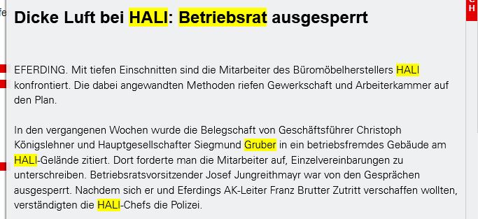 Lupenreine Demokraten unter sich: Als Hali-Chefs haben Siegmund Gruber (LASK-CEO) und Christoph Königslehner (LASK-Präsident) 2009 den Betriebsrat ausgesperrt, damit die Belegschaft Einzelvereinbarungen unterschreibt.