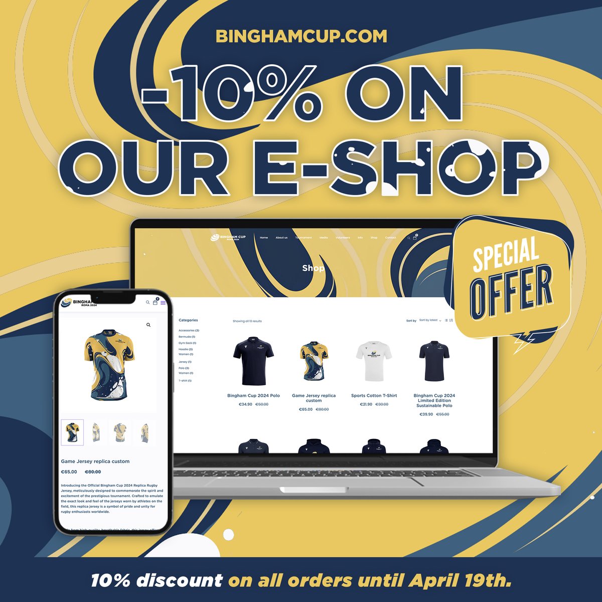 Exciting news! We're thrilled to announce that we now offer delivery options for our products🚚 To celebrate this new feature, we're offering a special 10% discount on all orders until April 19th. Visit our e-shop: binghamcup.it/shop/