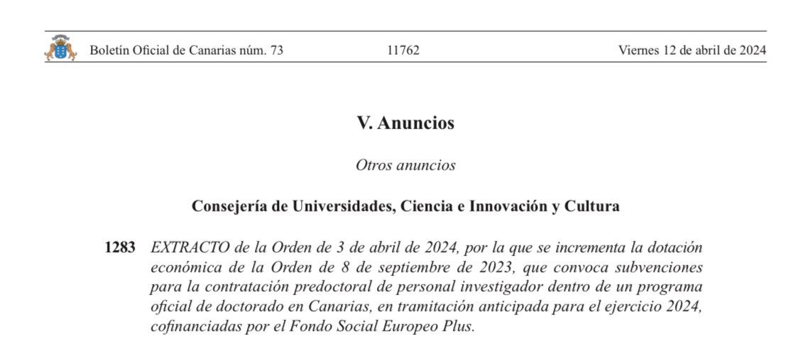 🏛️ LOGRAMOS que la @agenciaiisi aumente la financiación de la convocatoria de contratos predoctorales Tesis 2024 acercándose a la cifra comprometida. Es una leve mejora (de 80 a 85 contratos) que logrará beneficiar a cinco predoctorales más. La lucha sirve, la lucha sigue ✊🏽