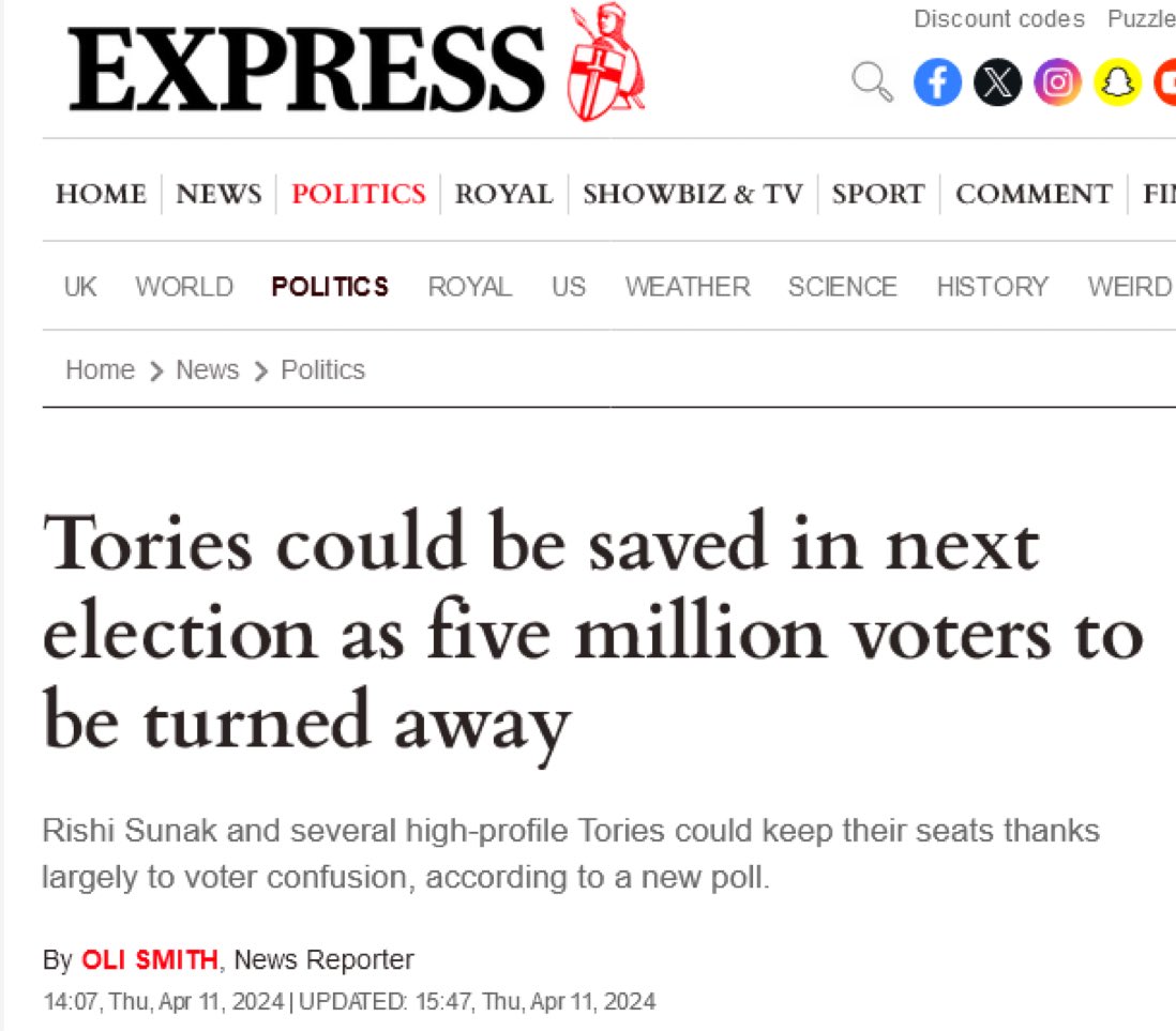 They do know they're not supposed to say the evil bit out loud, right? (Voter ID requirements disenfranchise a vast swathe of the electorate, but the list of acceptable types of IDs strongly favours older voters, who traditionally - though not always, vote Tory more.)