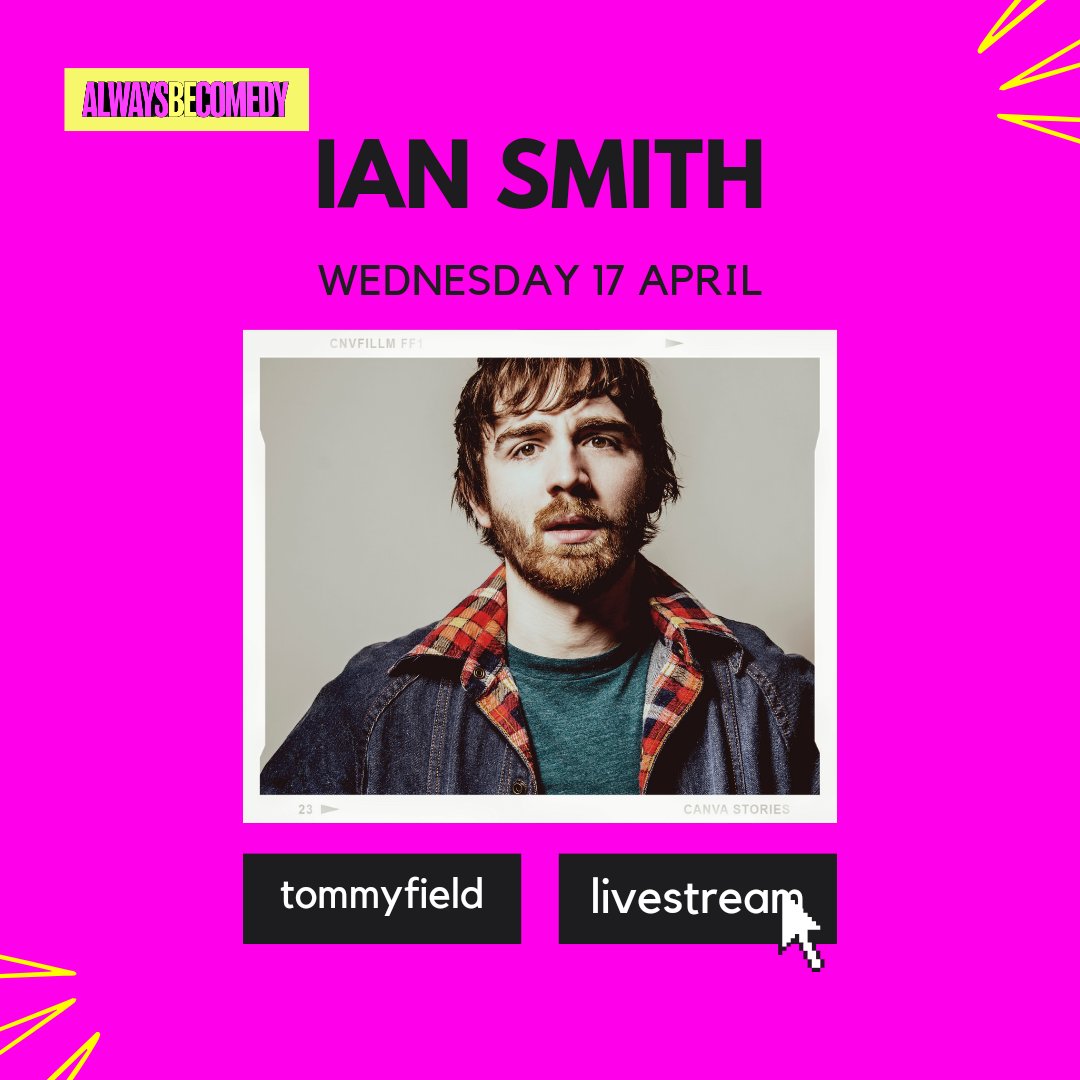 This Wednesday. A full evening with the great Ian Smith (@Iansmithcomedy). Always Be Comedy at The Tommyfield, Kennington - AND we're livestreaming. Tickets for in-person and online - just £5! alwaysbecomedy.com 🩷💛