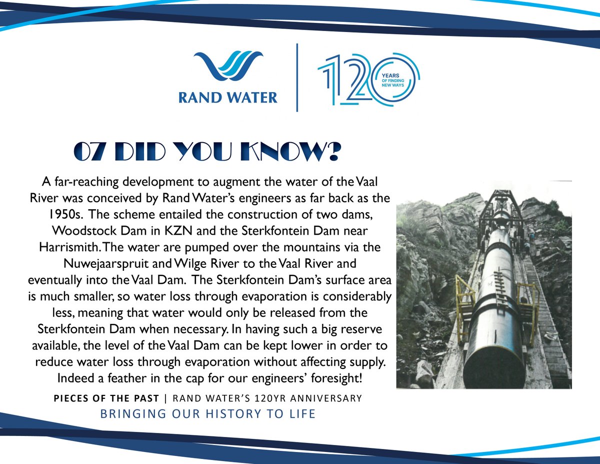 Episode 41 of #RWPiecesofthePast Did You Know? #RandWater #RW120YearsofExcellence #RW120Years #RWHistory #RWStory [NS]
