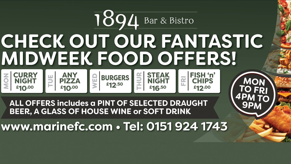 🍽️ Come and join us for dinner through the week with these fantastic midweek food offers!