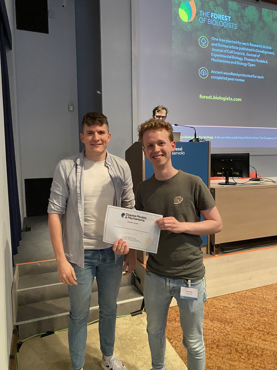 Very proud of my PhD student @JornStok who received a first prize for his poster presentation at the EMBO workshop #embosignaling24 on San Servolo Island! Prize sponsored by @Co_Biologists @DMM_Journal