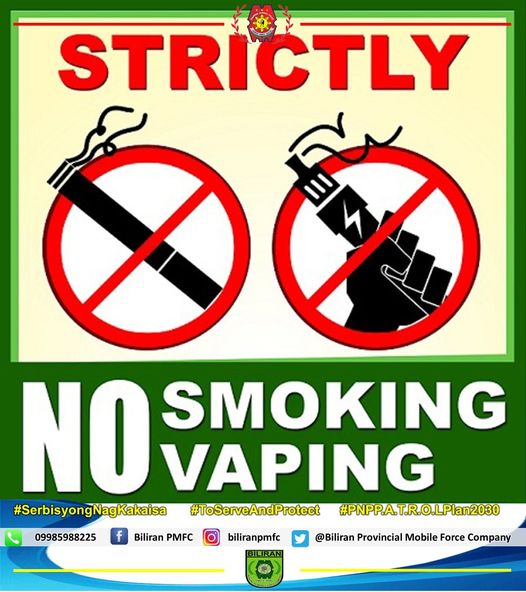 STRICTLY NO SMOKING AND NO VAPING
#𝙎𝙚𝙧𝙗𝙞𝙨𝙮𝙤𝙣𝙜𝙉𝙖𝙜𝙠𝙖𝙠𝙖𝙞𝙨𝙖
#𝙏𝙤𝙎𝙚𝙧𝙫𝙚𝘼𝙣𝙙𝙋𝙧𝙤𝙩𝙚𝙘𝙩
#PNPPATROLPLAN2030
#BagongPilipinas