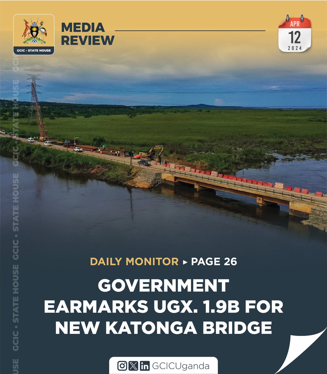 This Friday in the papers; 📌 Uganda, South Sudan agree to strengthen trade 📌 Farmers tipped on crops to plant as rains intensify 📌 @narouganda to start production of Anti-Tick Vaccine 📌 @GovUganda earmarks UGX 1.9b for new Katonga bridge #GCICMediaReview #OpenGovUg…