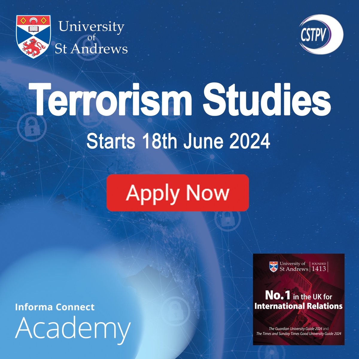 Discount Ends Today! Save up to £500… Book online now: rb.gy/g44zca Join the class of 2024 with 2x No.1 ranked University, St Andrews. #counterterrorism #security #onlinelearning #careerprogression