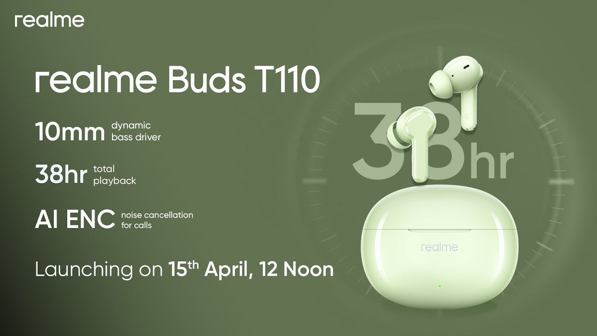 realme Buds T110 to launch in India on April 15th alongside the #realmeP1 series 2fa.in/3vDBzS4