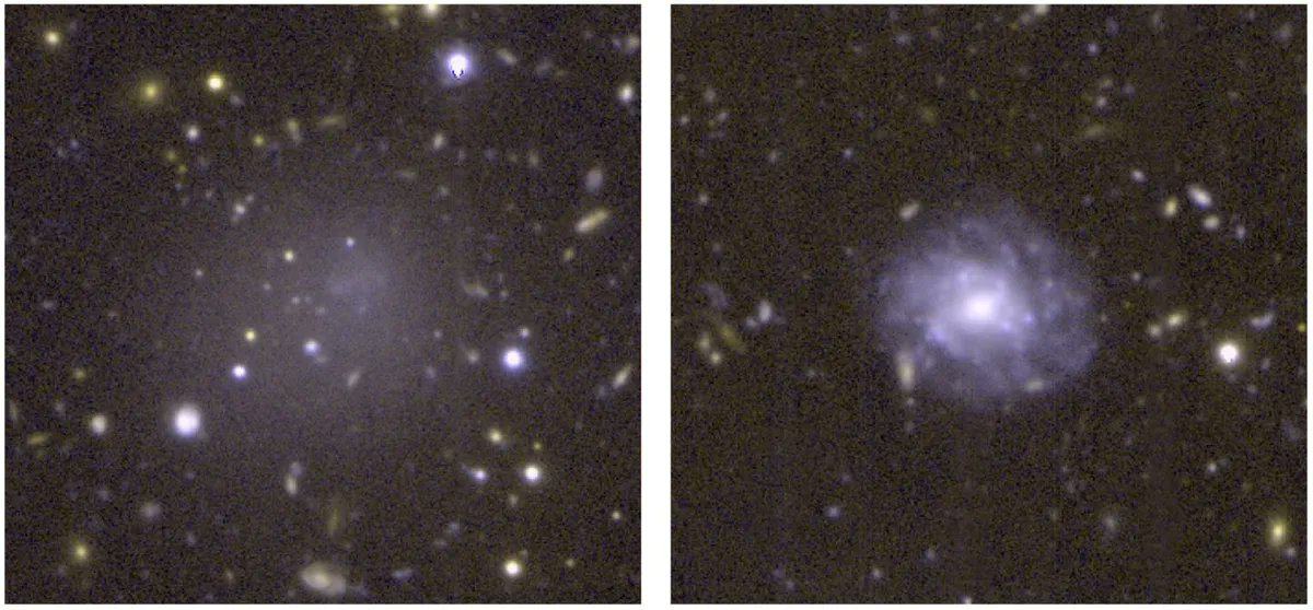 DGSAT I es una galaxia ultradifusa (UDG), lo que significa que es tan grande como una galaxia como la Vía Láctea, pero sus estrellas están tan finamente extendidas que es casi invisible. (📷A. Romanowsky/UCO/D. Martínez-Delgado/ARI)