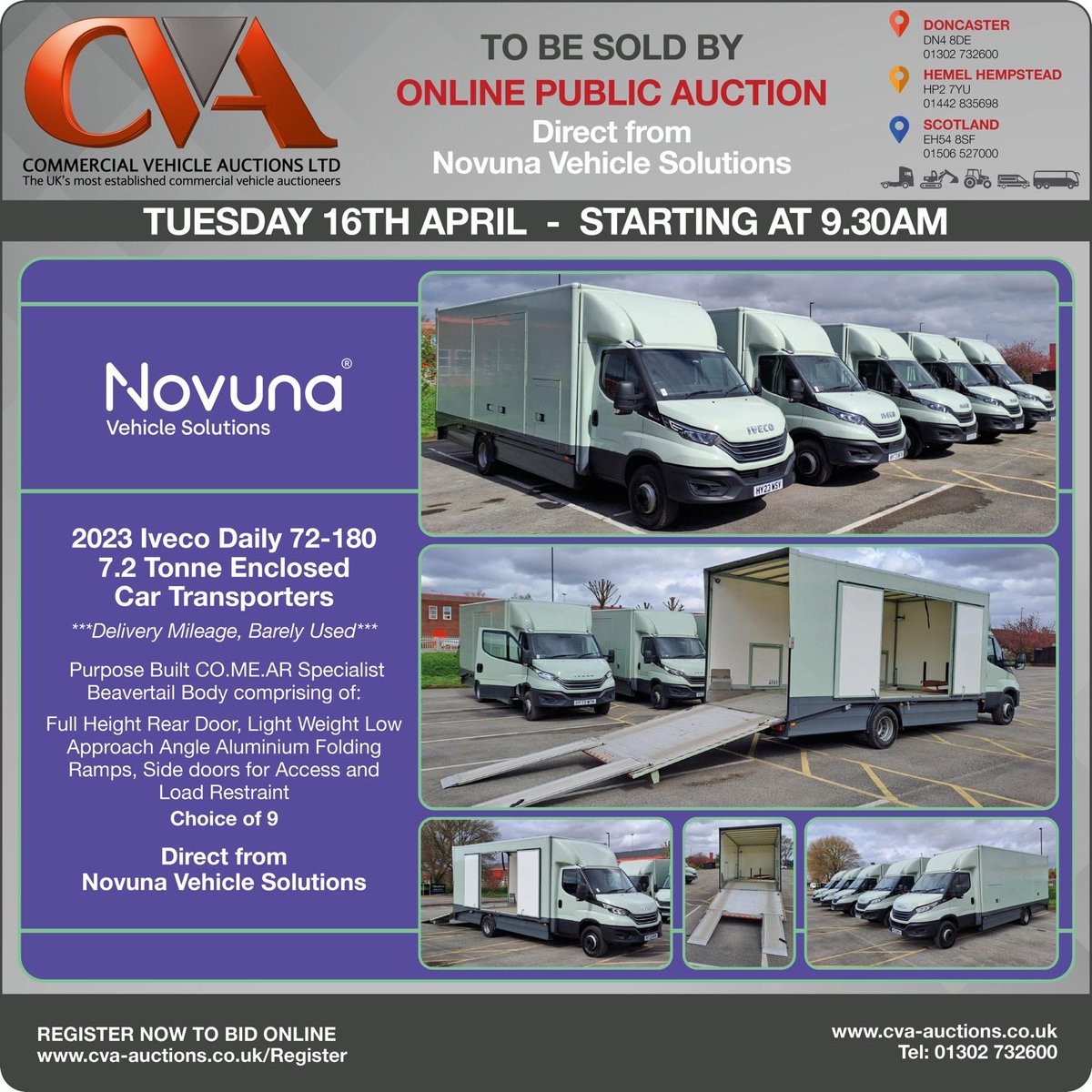 Immaculate, Delivery mileage, 2023 Enclosed Car Transporters, Ready to be put to work!  

Be Registered and ready for Bidding on Tuesday 16th April 👨‍⚖️
#novuna #transport #transporters #cartransport  #delivery #vehicledelivery #transporter #auction #auction #truck #trucks