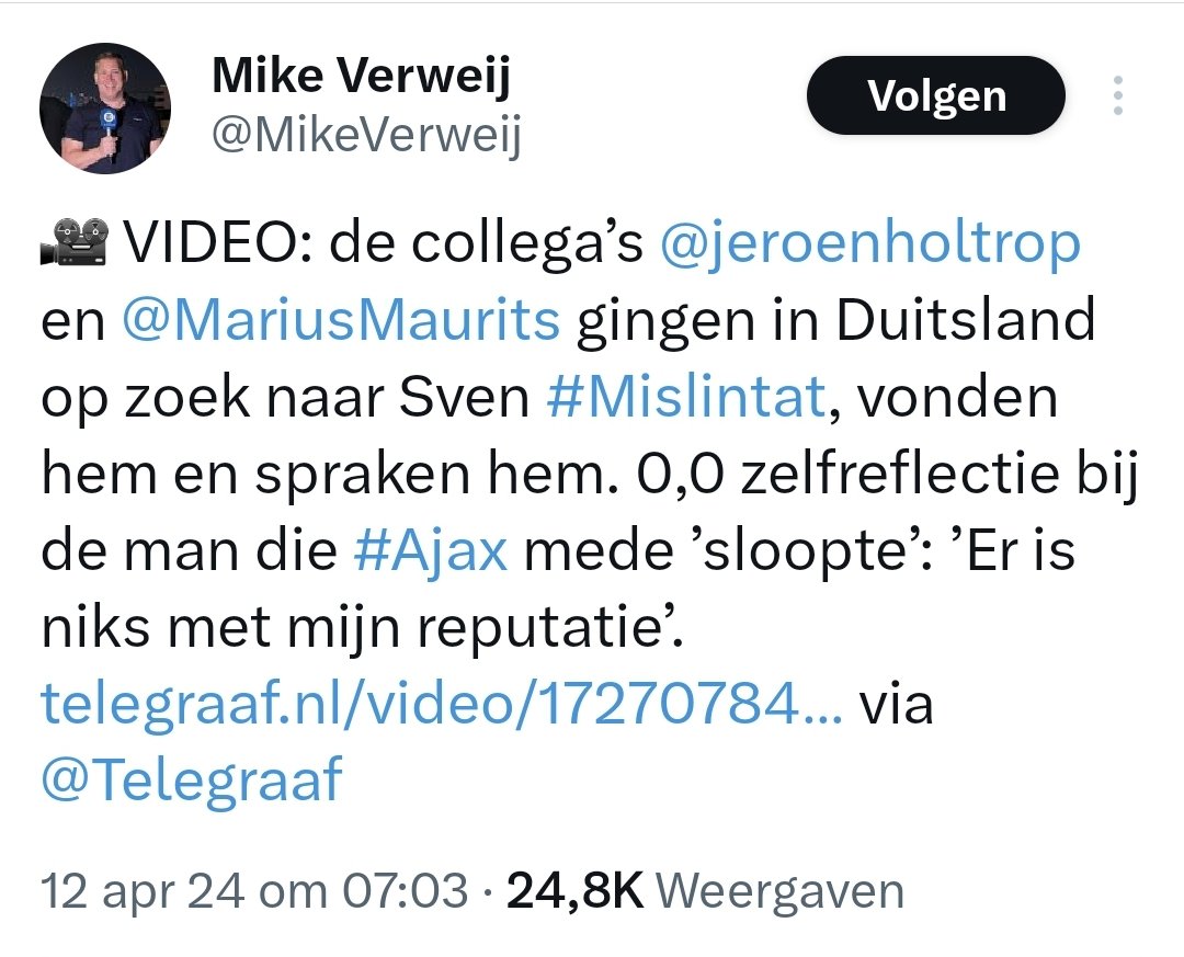 Linker foto veroordeel je, maar als je collega-journalist een ex-medewerker bij zijn huis intimideert, vind je dat ineens heel tof @MikeVerweij?