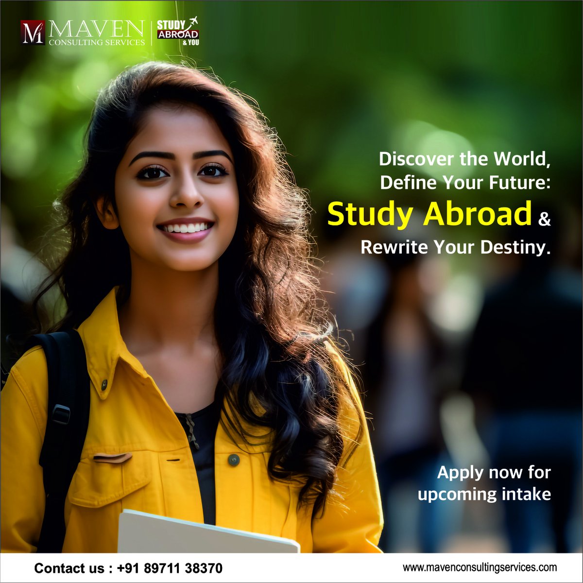🌍✈️ Explore the globe, shape your destiny! 📚🤩 Apply now for the upcoming intake and embark on an extraordinary study abroad journey that will redefine your future. 🌟✨ #StudyAbroad #FutureGoals #GlobalEducation
Get in touch with us for expert counselling
at +91 89711 38370