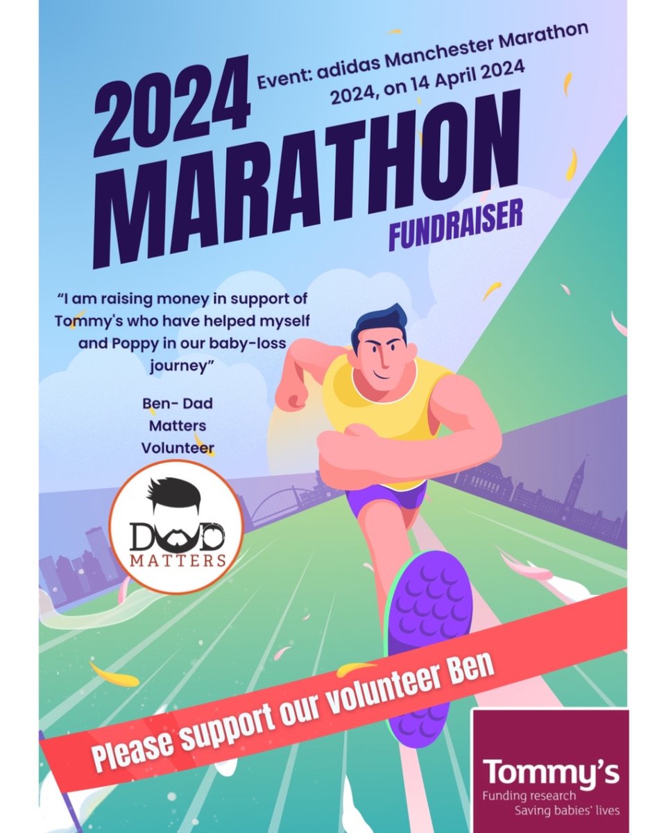 Can you help our awesome volunteer Ben who’s doing the Manchester marathon to raise fund for @tommys You can donate using the link below (Instagram users link is in our bio) i.mtr.cool/rdrfshnawd