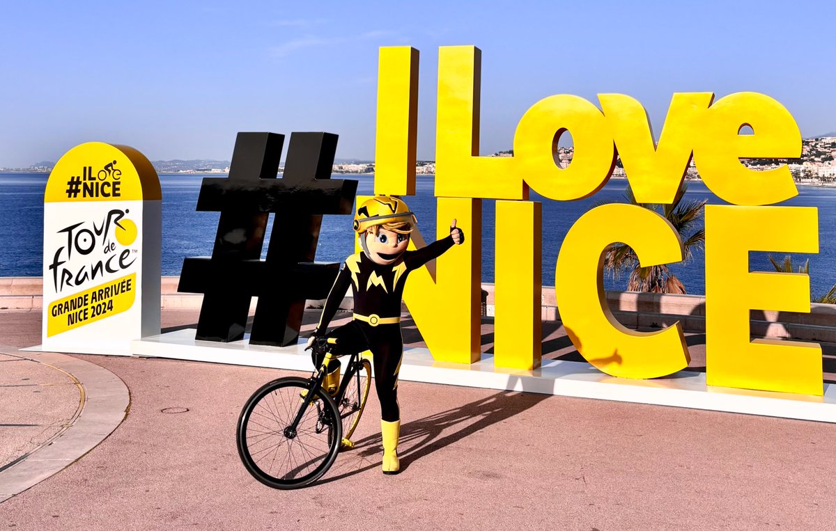 J-100 avant la Grande Arrivée du #TourdeFrance à Nice avec un final d’exception au bord de la Méditerranée ! 💛  #ILoveNice aux couleurs du Tour de France. 💛  . . #Nice06 #TDF24 #Sport