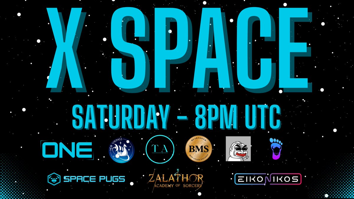 X - SPACE 🎙️

👉 x.com/i/spaces/1mngn…

♠️ Mega Poker Tournament #KickOff #Info #Onboarding 

👀 Brief update on @SmoothYetis @ProjectOne___ @spacepugs_ #TheONEPlatform

🤝 Joined by guests @NeoVikingsADA @BeartoothSaloon @porkecoin @ZalathorAcademy @Eikonikos_HQ 

🔥 How to